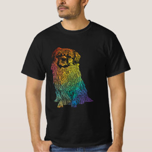 Colourful Dog Tibetan Spaniel Graphic Pet Animal L T-Shirt