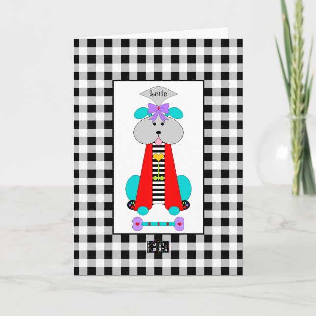 Colourful Dog With Bone greeting card (Front)