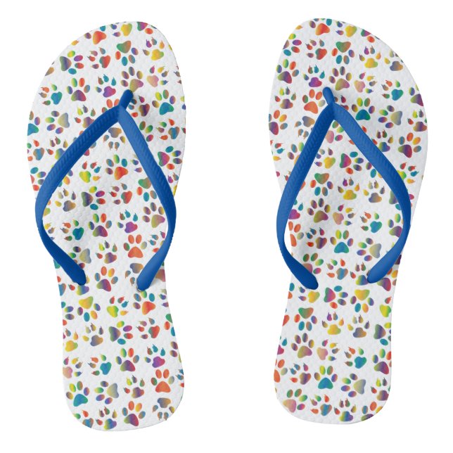Colourful Doggie Paws Flip Flops (Footbed)
