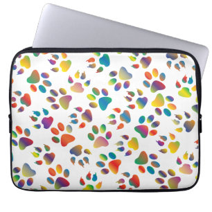 Colourful Doggie Paws laptop sleeve