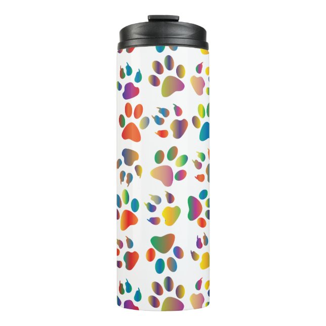 Colourful Doggie Paws Thermal Tumbler (Front)