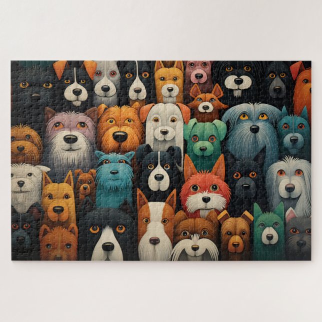Colourful dogs faces jigsaw puzzle (Horizontal)