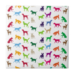 Colourful dogs silhouettes ceramic tile