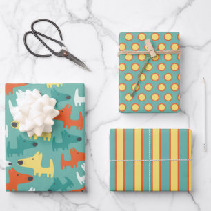 Colourful Dogs Wrapping Paper Set