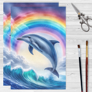 Colourful Dolphin and Rainbow Decoupage Tissue Paper