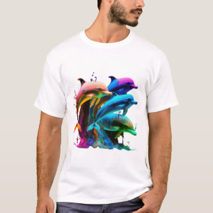 Colourful Dolphin-Awesome Sticker T-Shirt