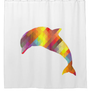 Colourful Dolphin Mosaic Shower Curtain