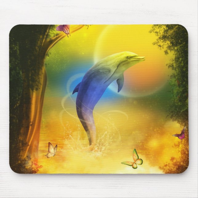 Colourful Dolphin Mouse Pad (Front)