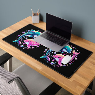 Colourful Dolphin Ocean Art Vibrant Sea Animal Lov Desk Mat