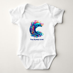 Colourful Dolphin Splash- Baby Bodysuit