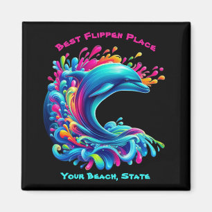 Colourful Dolphin Splash Magnet