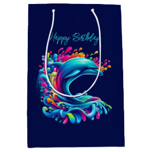 Colourful Dolphin Splash  Medium Gift Bag