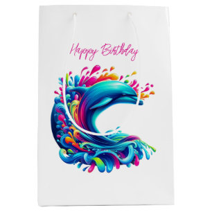 Colourful Dolphin Splash- Medium Gift Bag