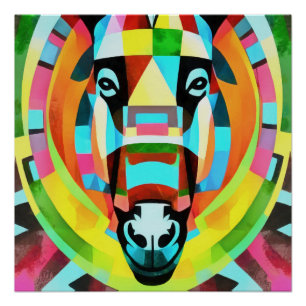 Colourful Donkey Geometric Art Abstract Poster