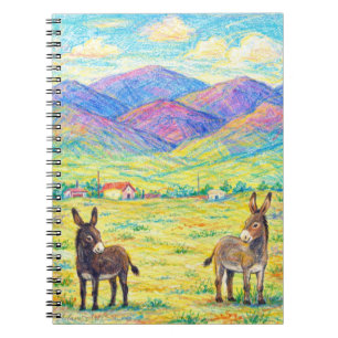 Colourful Donkeys in Mountain Meadow Artistic Notebook