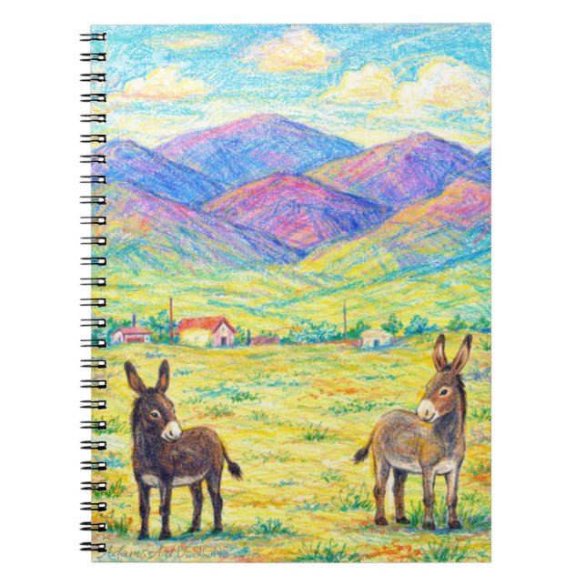 Colourful Donkeys in Mountain Meadow Artistic Notebook (Front)