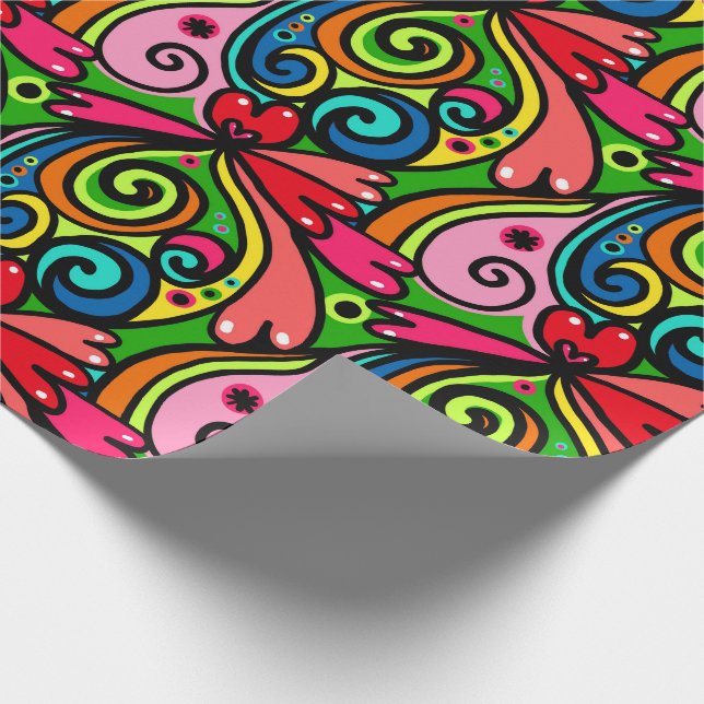 Colourful Doodle All Occasion Birthday Gift Wrapping Paper (Corner)