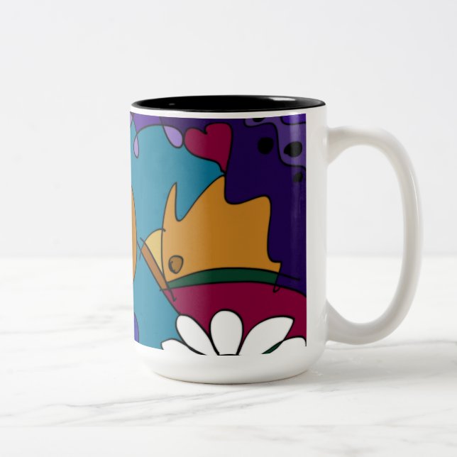 Colourful Doodle Art Fun Unique Ceramic Mug (Right)