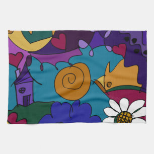 Colourful Doodle Art Fun Unique Kitchen Towel