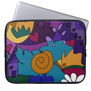 Colourful Doodle Art Fun Unique Laptop Sleeve