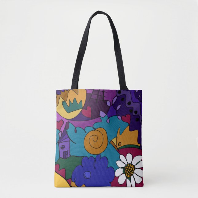 Colourful Doodle Art Tote Bag (Front)