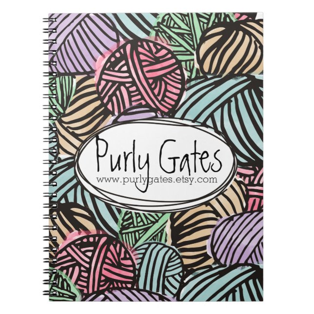 Colourful doodle balls of yarn knitting crochet notebook (Front)