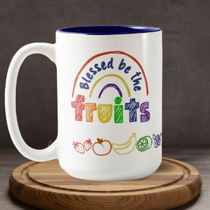 Colourful Doodle Drawing Gay Pride Rainbow Fruit Two-Tone Coffee Mug