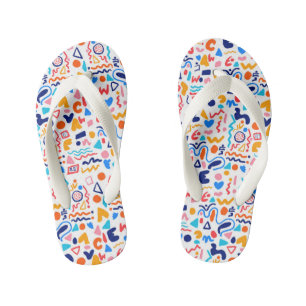Colourful Doodle Flip Flops for Women   Retro Y2K 