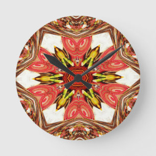 Colourful doodle flora heart seamless star.jpg round clock