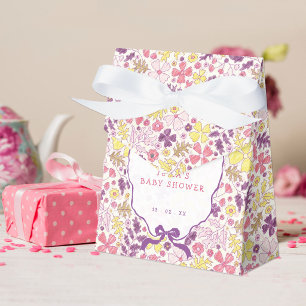 Colourful Doodle Flower Pencil Sketch Baby Shower Favour Box
