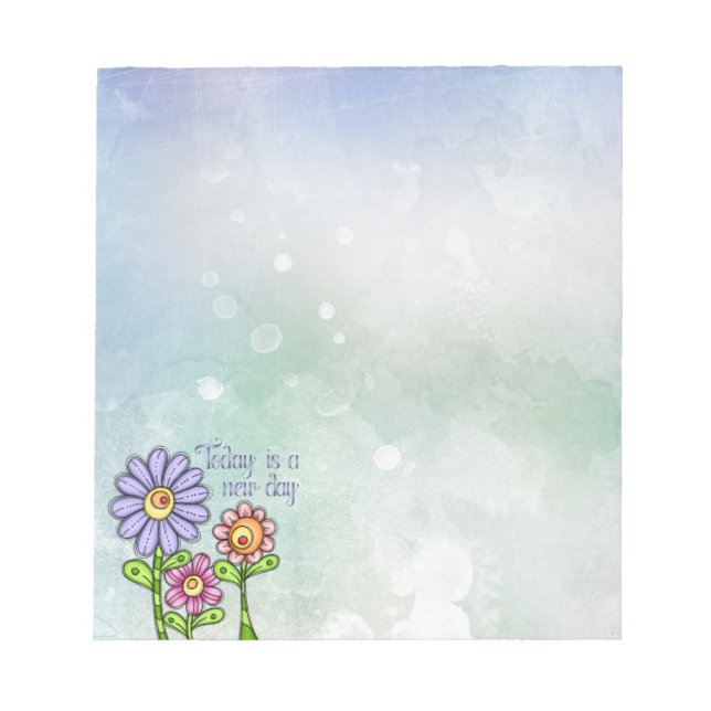 Colourful Doodle Flower Trio Notepad (Front)