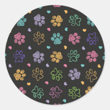 Colourful doodle paw prints