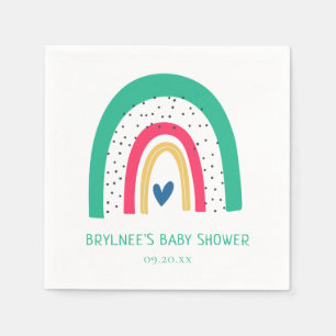 Colourful Doodle Rainbow Baby Shower Napkin
