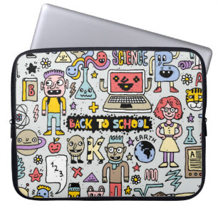 Colourful Doodle School Vintage Set Laptop Sleeve