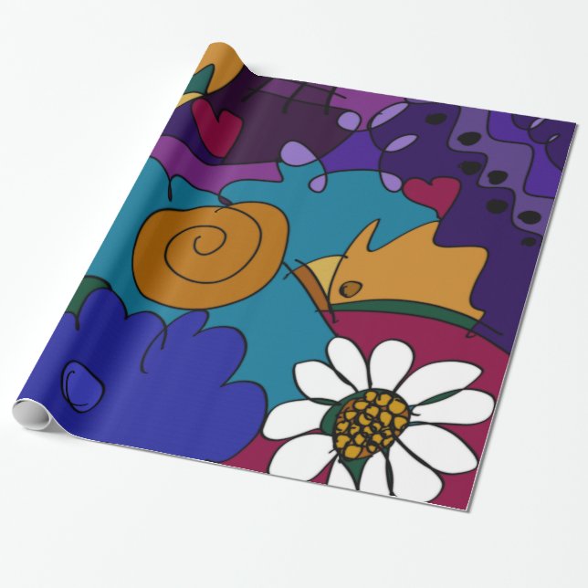 Colourful Doodle Sketches Bright Digital Drawn Art Wrapping Paper (Unrolled)