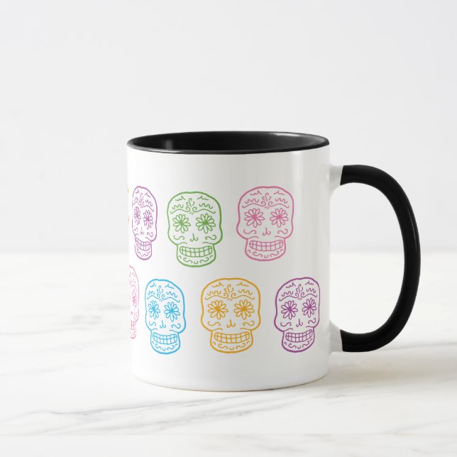 Colourful Doodle Skulls Mug (Right)