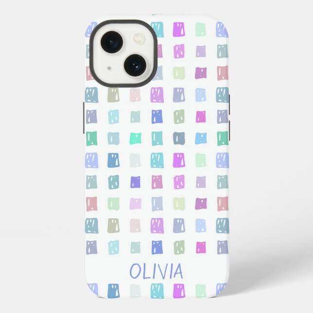 Colourful doodle squares iPhone case (Back)