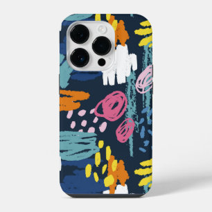 Colourful doodling scribbles trendy modern art iPhone 14 pro case