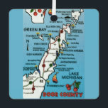 Colourful Door County Wisconsin Metal Tree Decoration<br><div class="desc">Wonderful, colourful, vintage Door County Wisconsin map repurposed!. "Green Bay and Lake Michigan surround this peninsula. You can move the map about on the back to show a specific area of the county.</div>