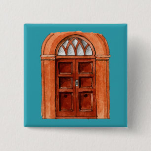 Colourful Door Illustration Button