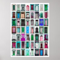 Colourful Doors Collage - Blue/Pink/Green/Purple