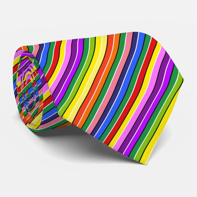 Colourful Dopamine Dressing Rainbow Striped Fun Tie (Rolled)