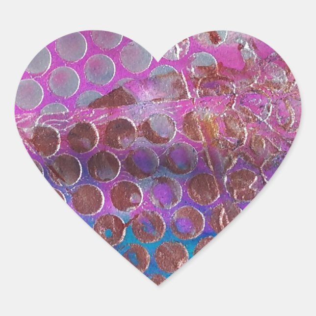 Colourful Dot Abstract Heart Sticker (Front)
