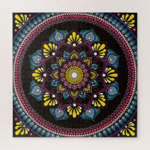 Colourful Dot Art Mandala Sacred Geometry Boho Jigsaw Puzzle
