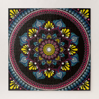 Colourful Dot Art Mandala | Sacred Geometry Boho Jigsaw Puzzle