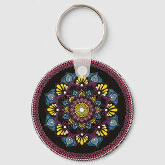 Colourful Dot Art Mandala | Sacred Geometry Boho Key Ring
