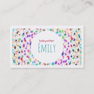 Colourful Dot Sketch Babysitter Business Card
