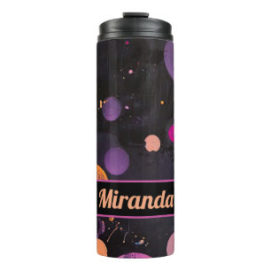 colourful dots Acryl Painting Style with name Thermal Tumbler