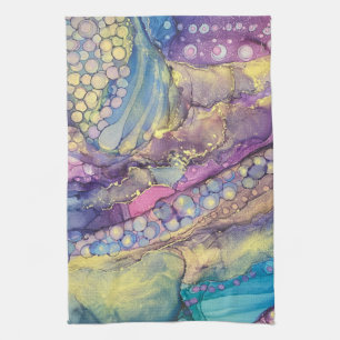 Colourful Dots Alcohol Ink Liquid Abstract Art 1 Tea Towel