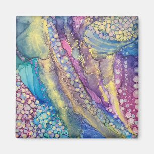 Colourful Dots Alcohol Ink Liquid Abstract Art Magnet